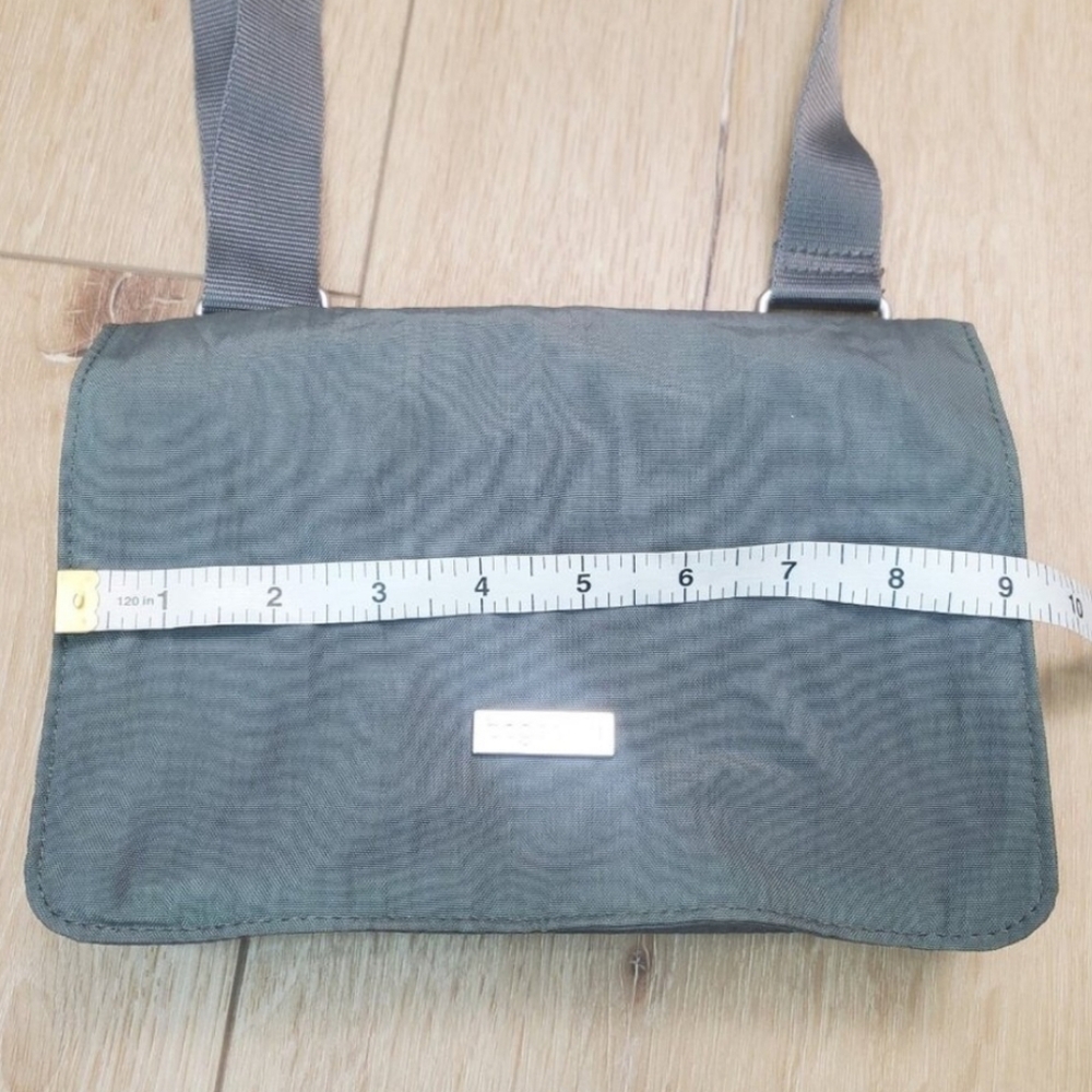 Baggallini Crossbody 3 Zipper Small Bag Gray Organizer Yellow Lined Triple 9×7×3 - Picture 10 of 10